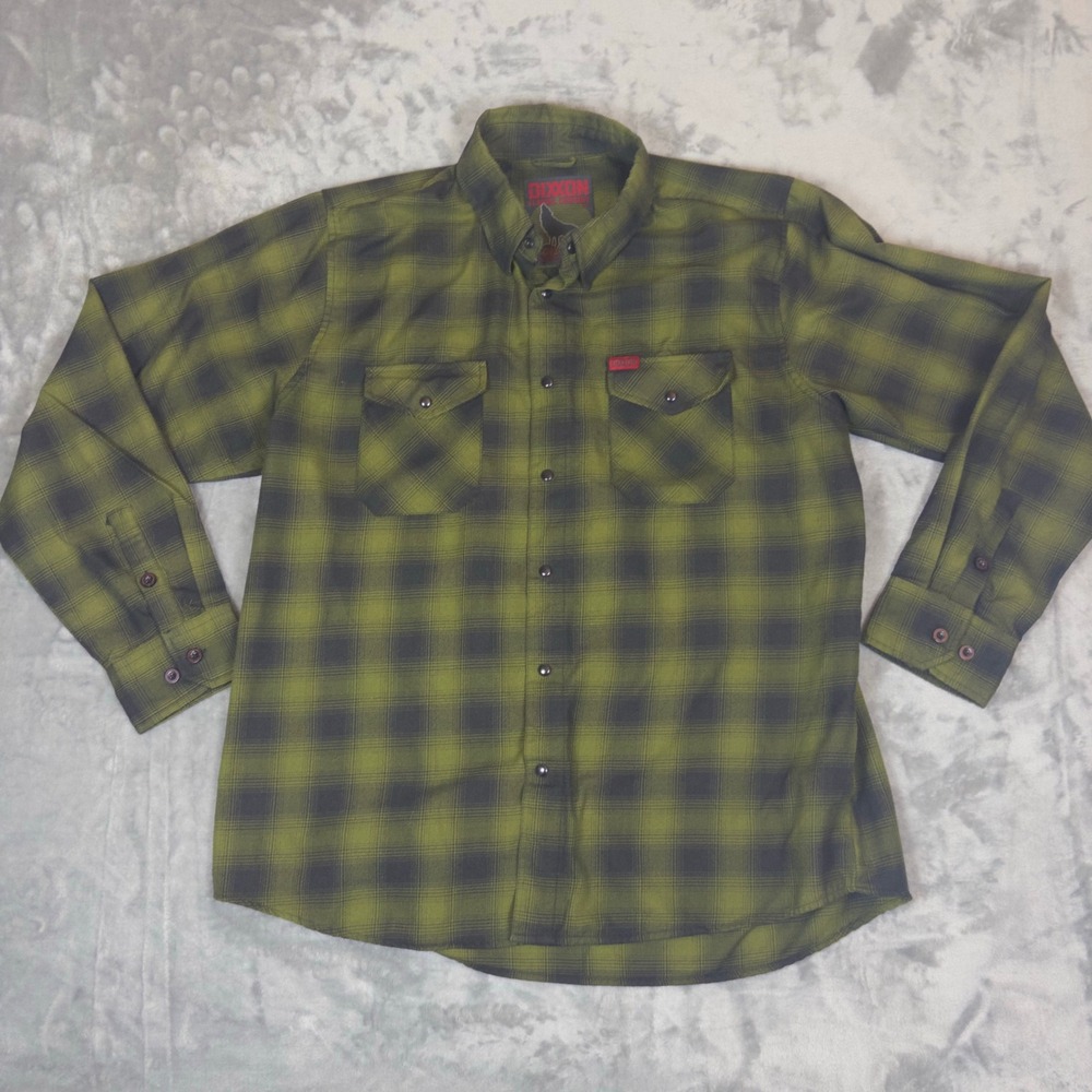 Dixxon Flannel Company Lone Wolf Shirt Mens XL Green Black Plaid D-Tech Flannel